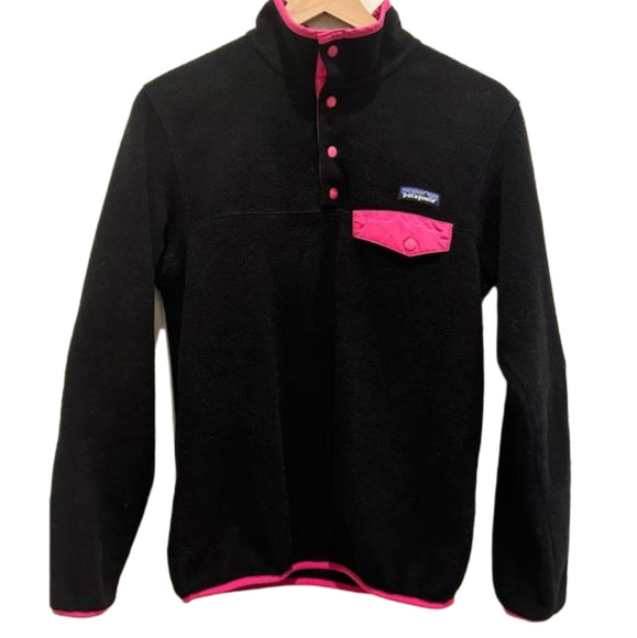 Patagonia Jackets & Blazers - Patagonia Lightweight Synchilla Fleece Pullover Fleece Black Pink Women’…